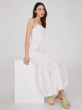 Eyelet Tiered Spaghetti Strap Maxi Dress