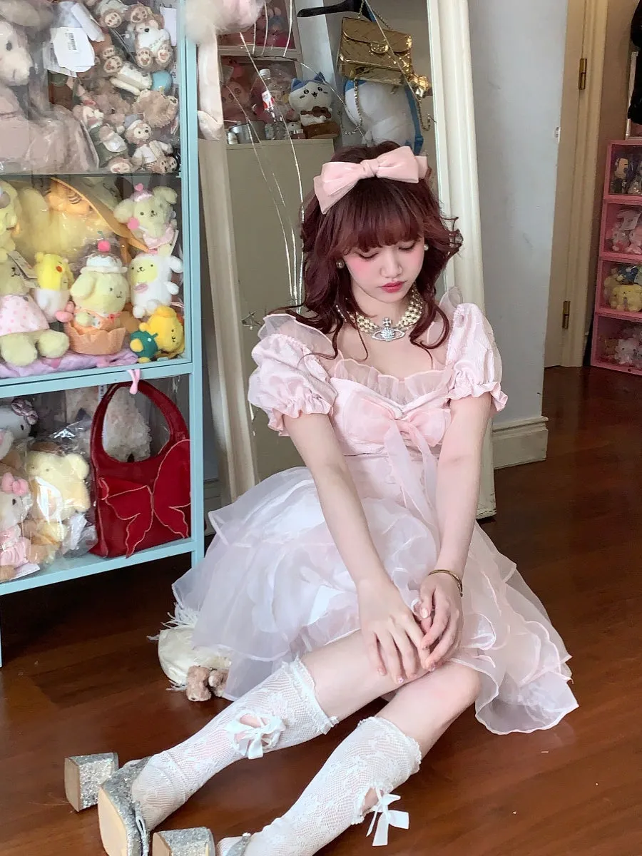 Fairy sweet French dress girl pink