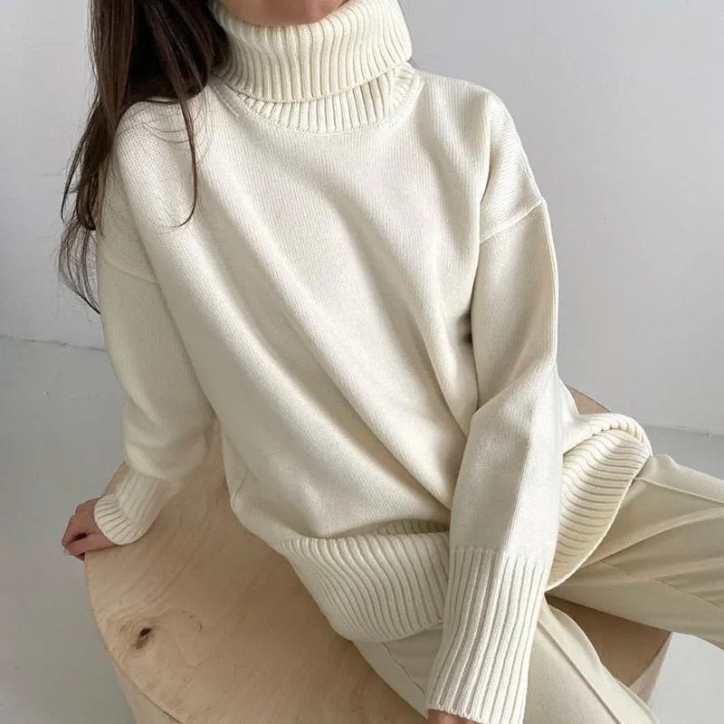 Fashionkova  Winter Turtleneck Solid Sweater Women Korean Basic Thick Warm Knitted Pullover Autumn 2022 Soft Loose Streetwear Female Top