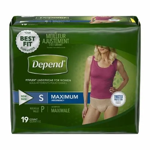 Female Adult Absorbent Underwear Depend  FIT-FLEX  Pull On with Tear Away Seams Small Disposable Hea Count of 19 By Kimberly Clark