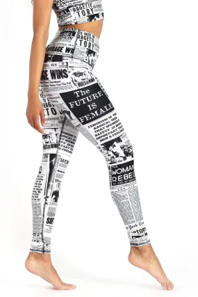 Feminist News Printed Yoga Leggings