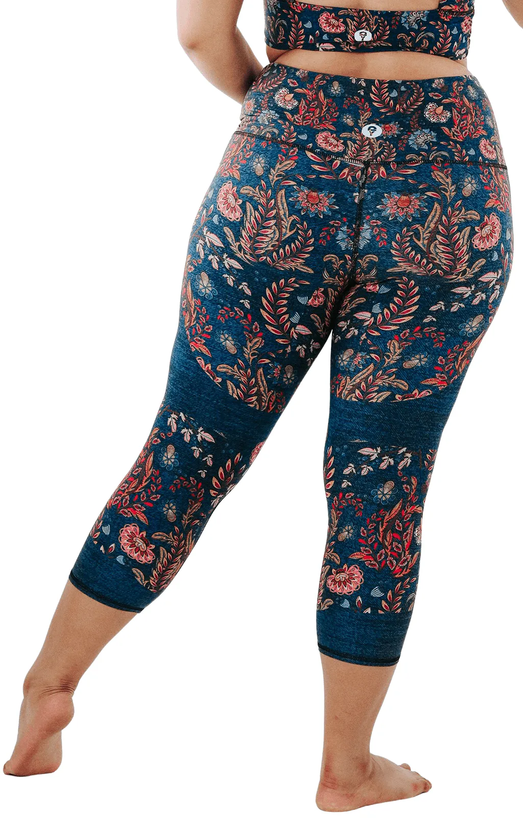 Festival Denim Printed Yoga Crops