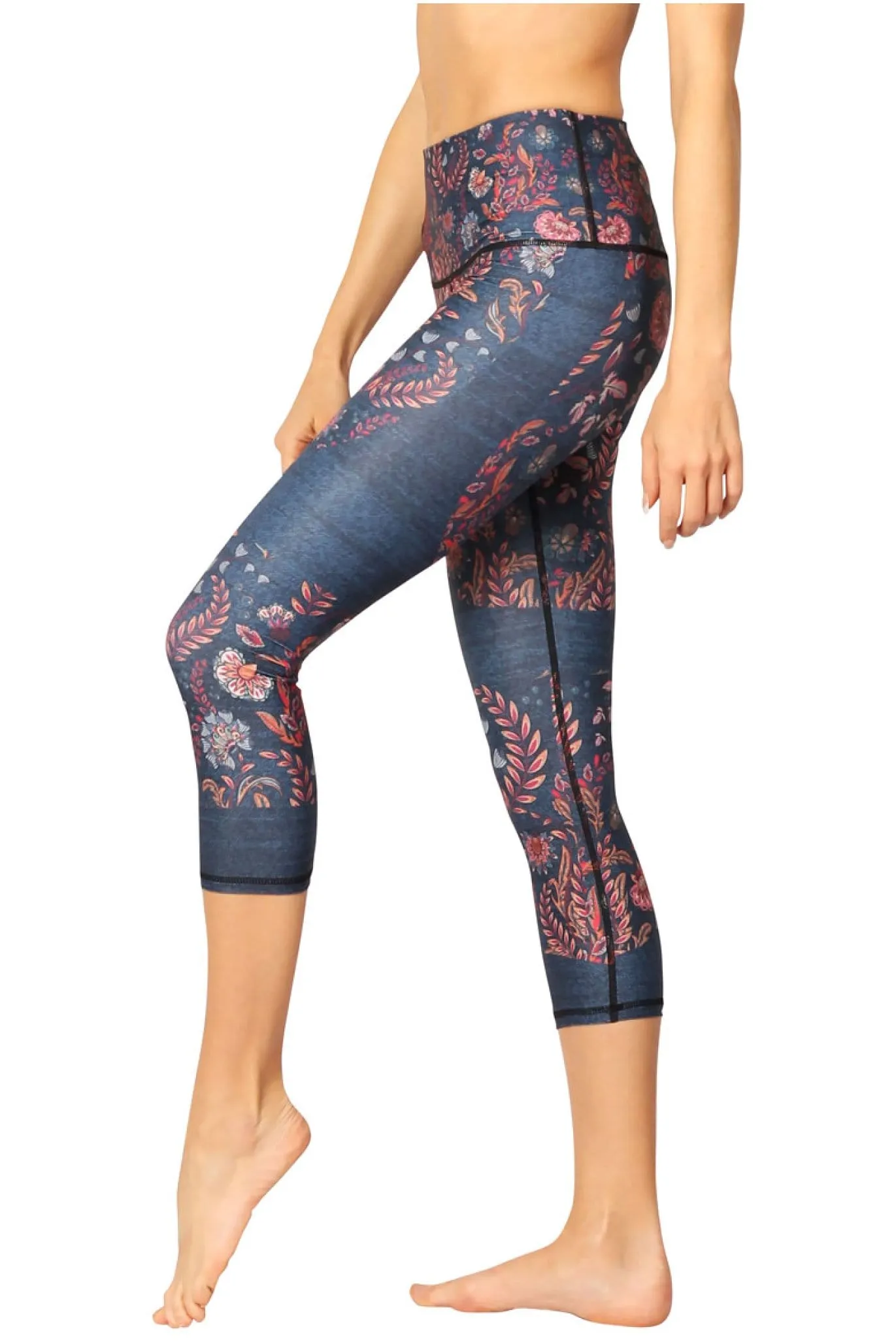 Festival Denim Printed Yoga Crops