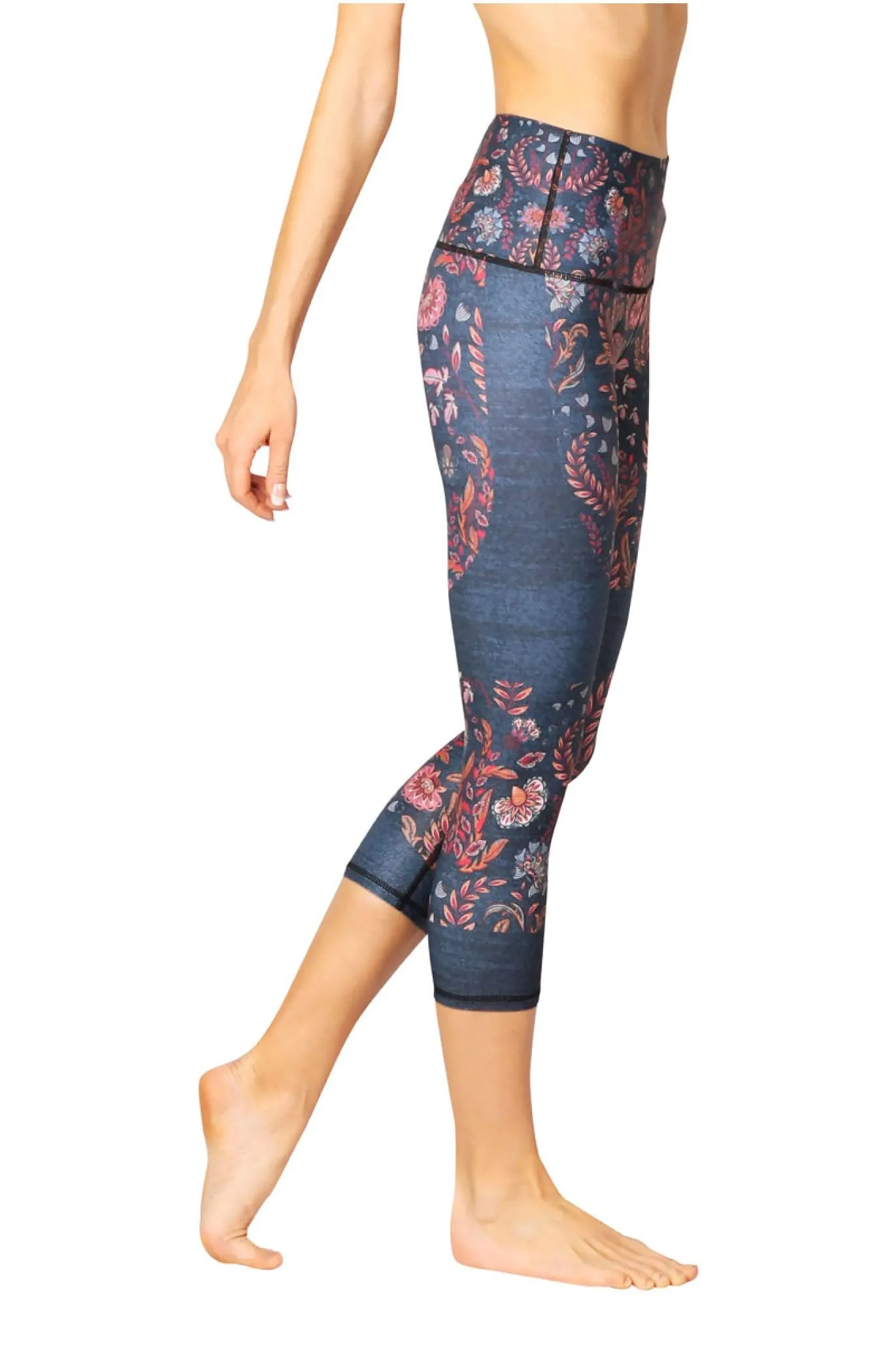 Festival Denim Printed Yoga Crops