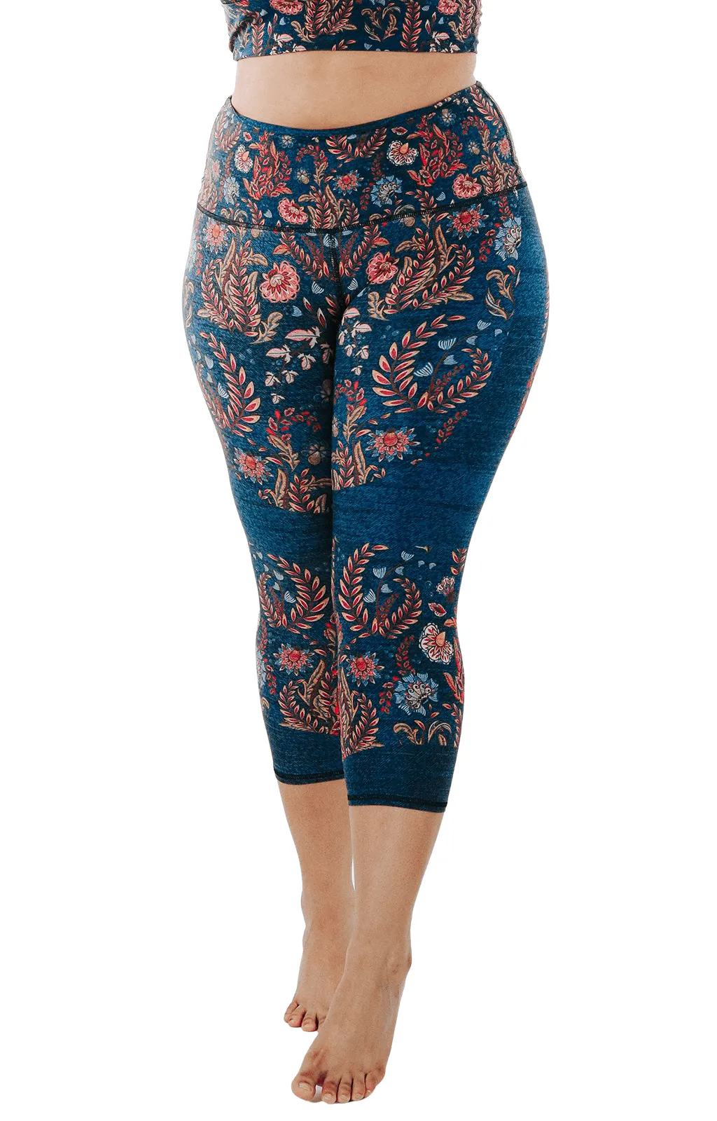 Festival Denim Printed Yoga Crops