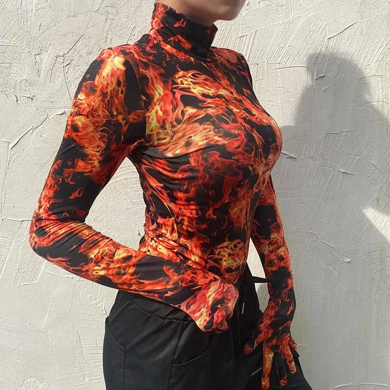 Flaming Turtleneck Bodysuit