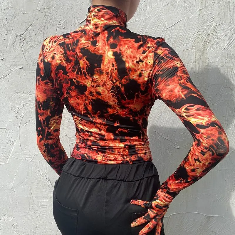 Flaming Turtleneck Bodysuit