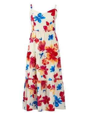 Floral Shoulder Tie Maxi Dress