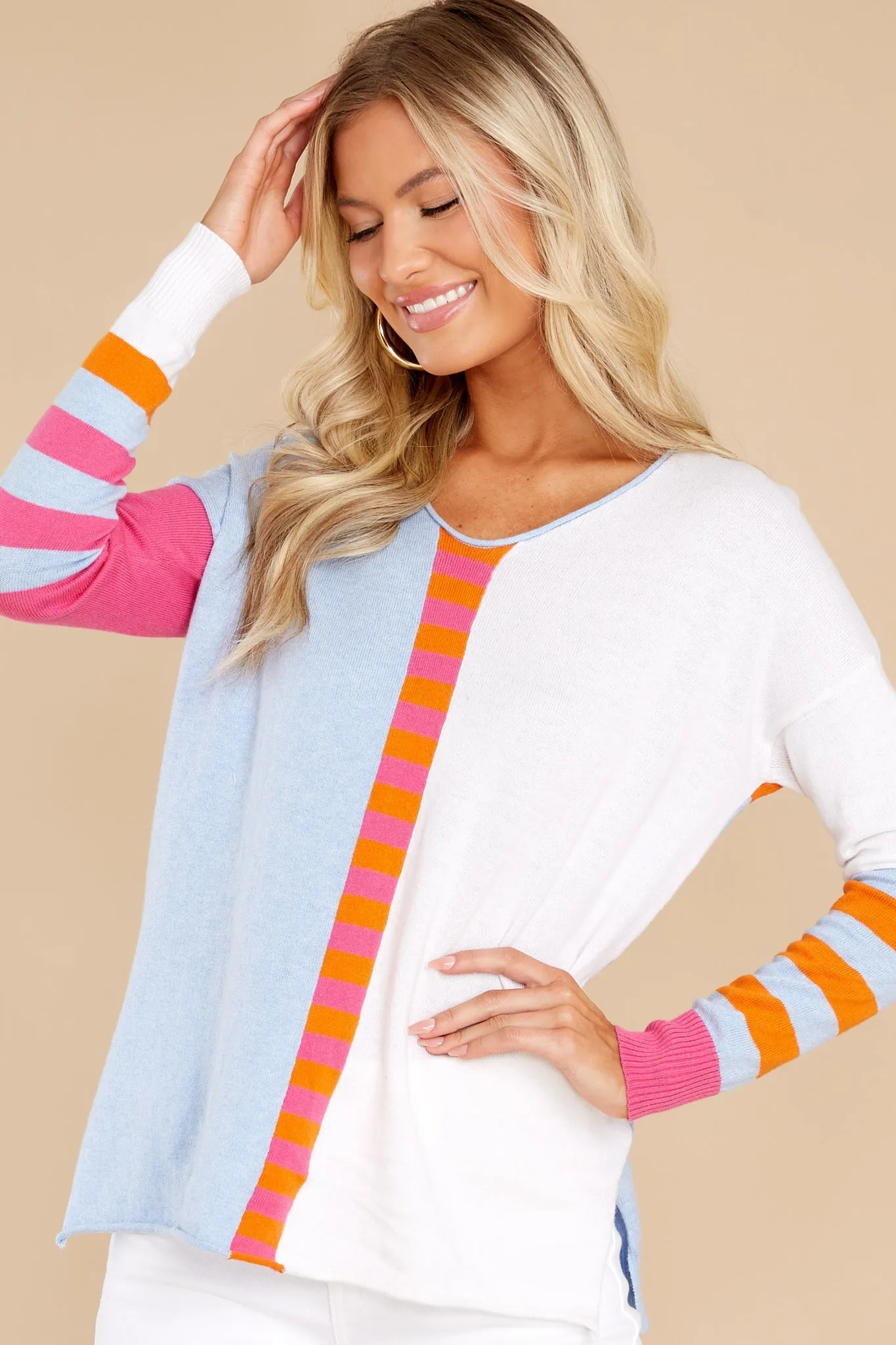 Fun And Games Sky Blue Multi Stripe Sweater