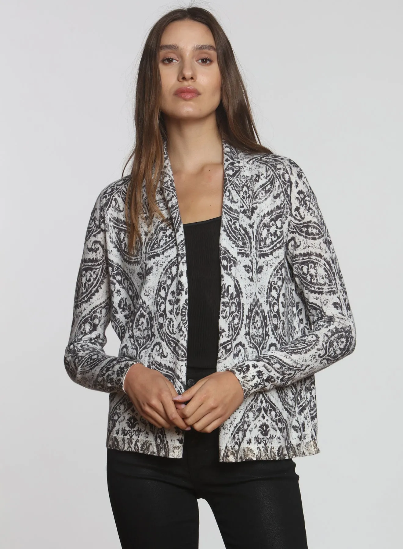 Goldie Printed Cardigan - Candy Paisley Black