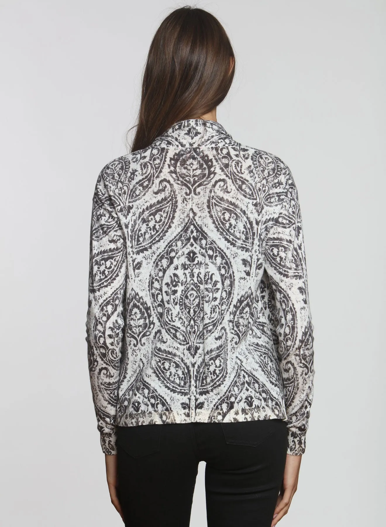 Goldie Printed Cardigan - Candy Paisley Black