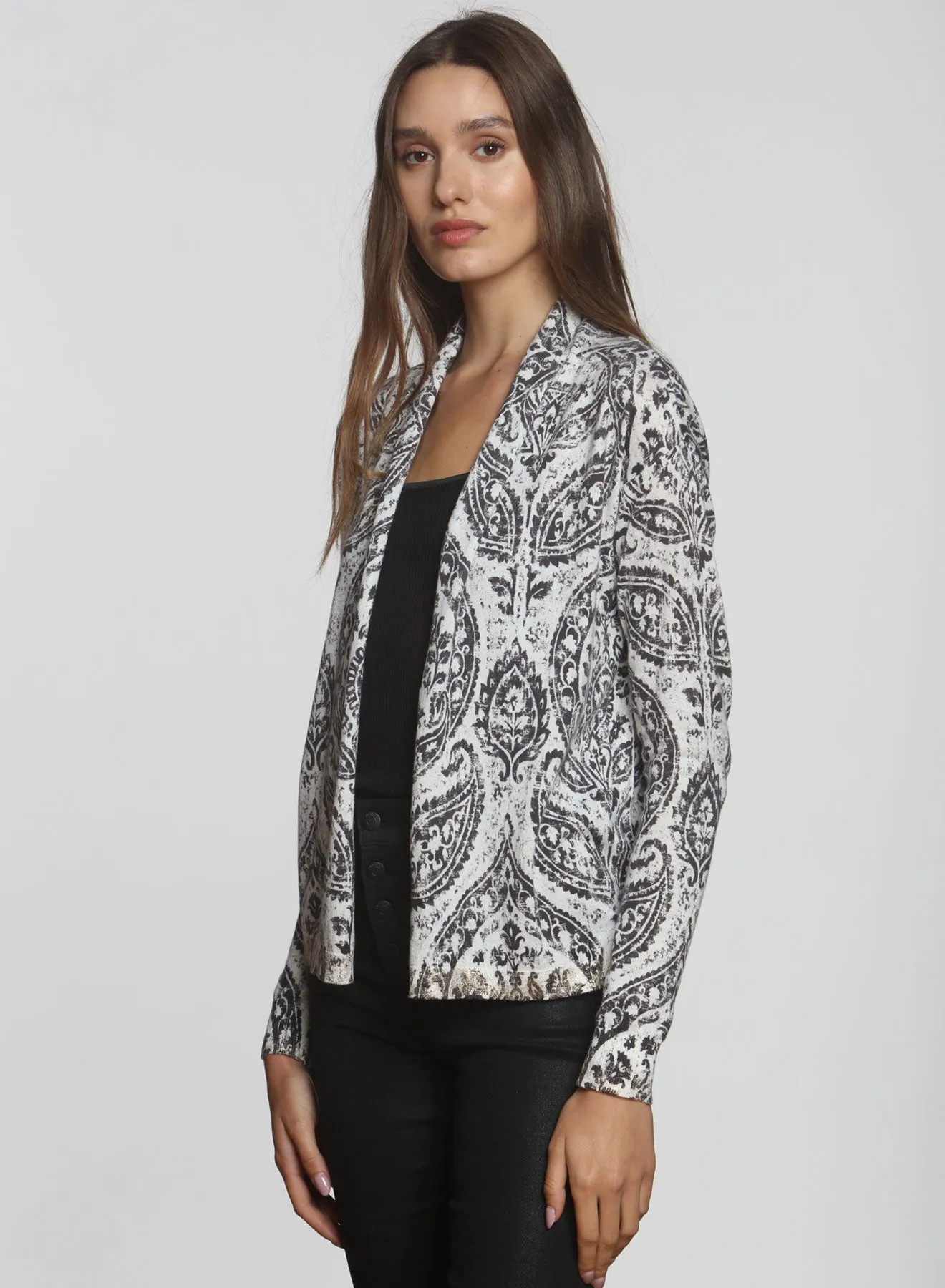 Goldie Printed Cardigan - Candy Paisley Black