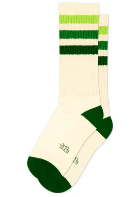 Green Gradient Stripe Retro Gym Socks