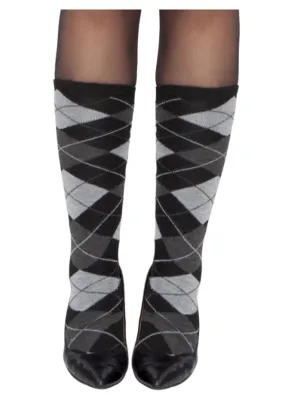 Grey Argyle Leg Warmer