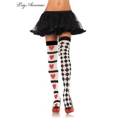 Harlequin Heart Thigh Highs