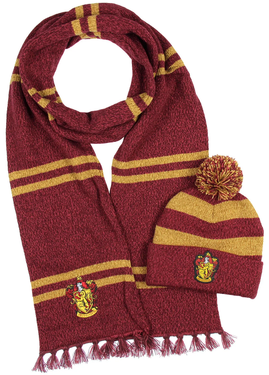 Harry Potter Hogwarts Houses Knit Scarf & Pom Beanie Set