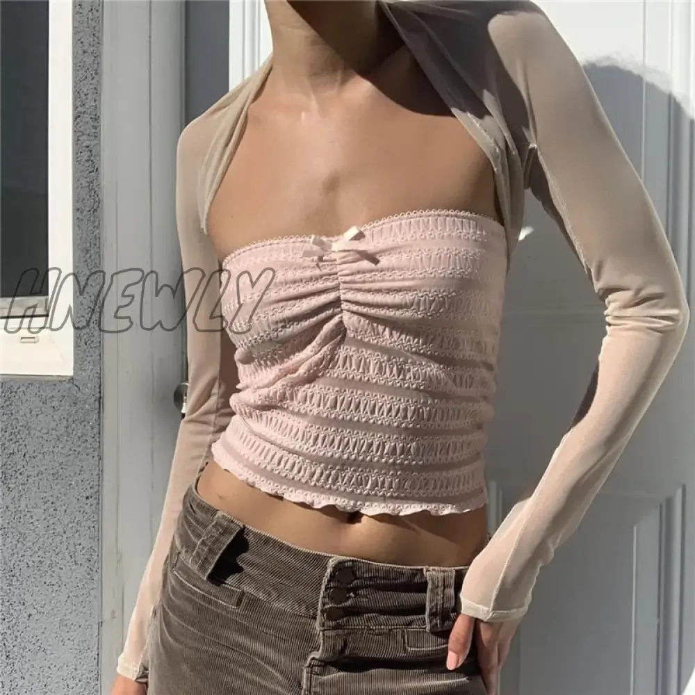 Hnewly Women Fairy Grunge Crop Top y2k 2000s Aesthetic Lace Trim Off Shoulder Sleeveless Pleated Tanks Kawaii Vest Streetwear