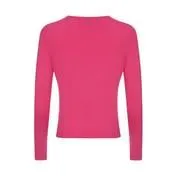 Hot Pink Crew Neck Cardigan