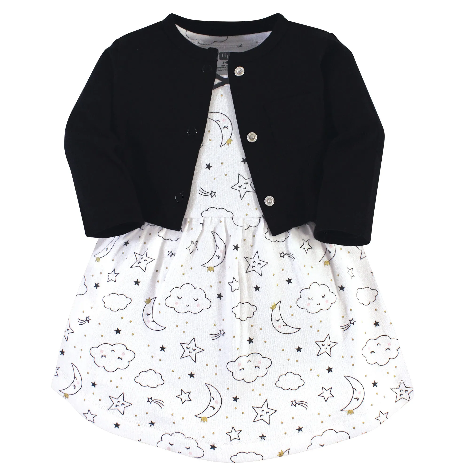 Hudson Baby Cotton Dress and Cardigan Set, Dreamer