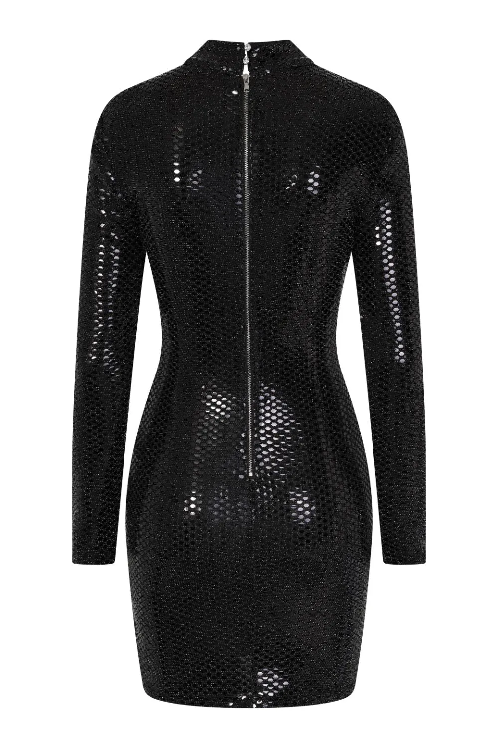 Hypnotised Black Metallic Mirrored Sequin Bodycon Dress