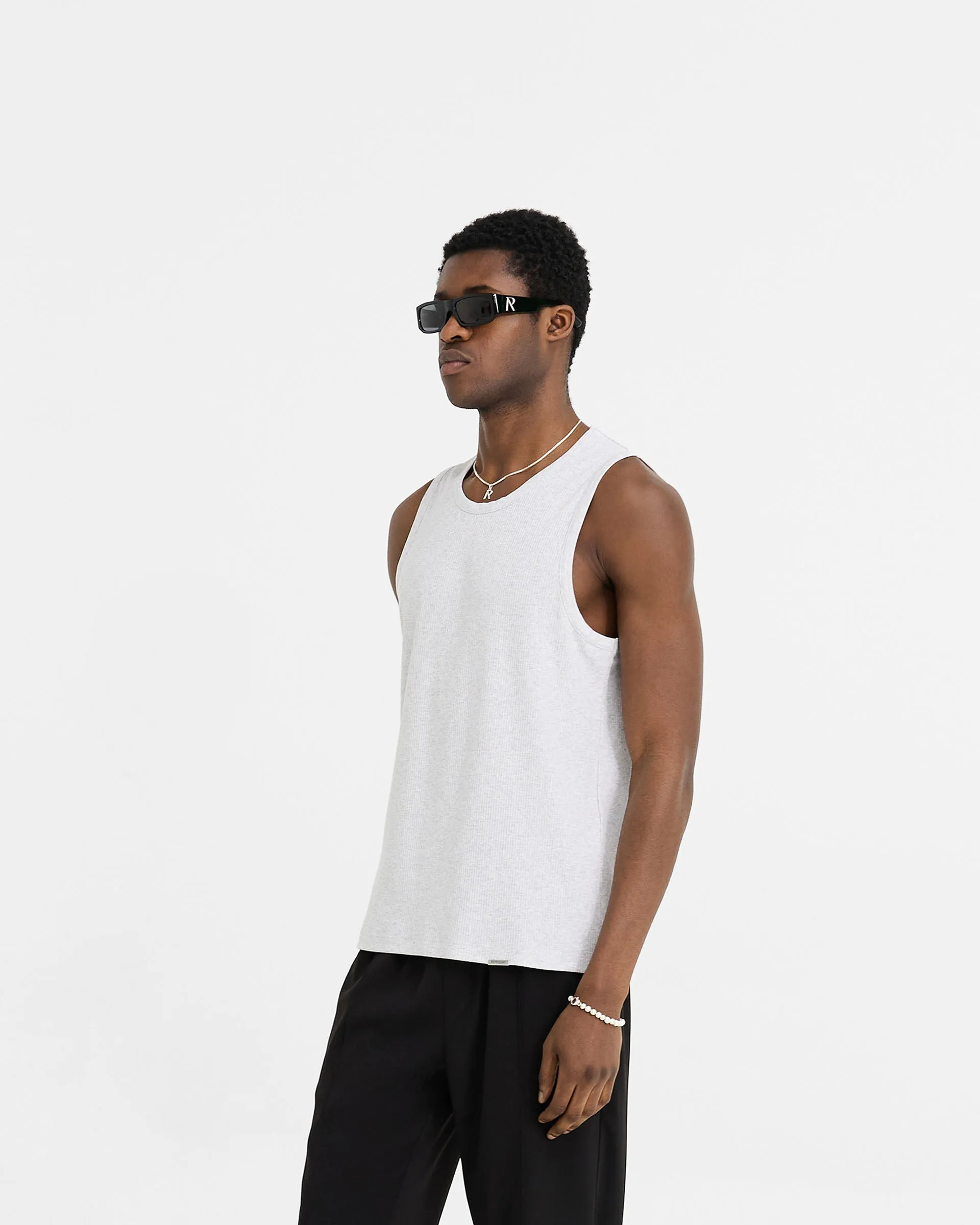 Initial Rib Vest - Ice Grey Marl