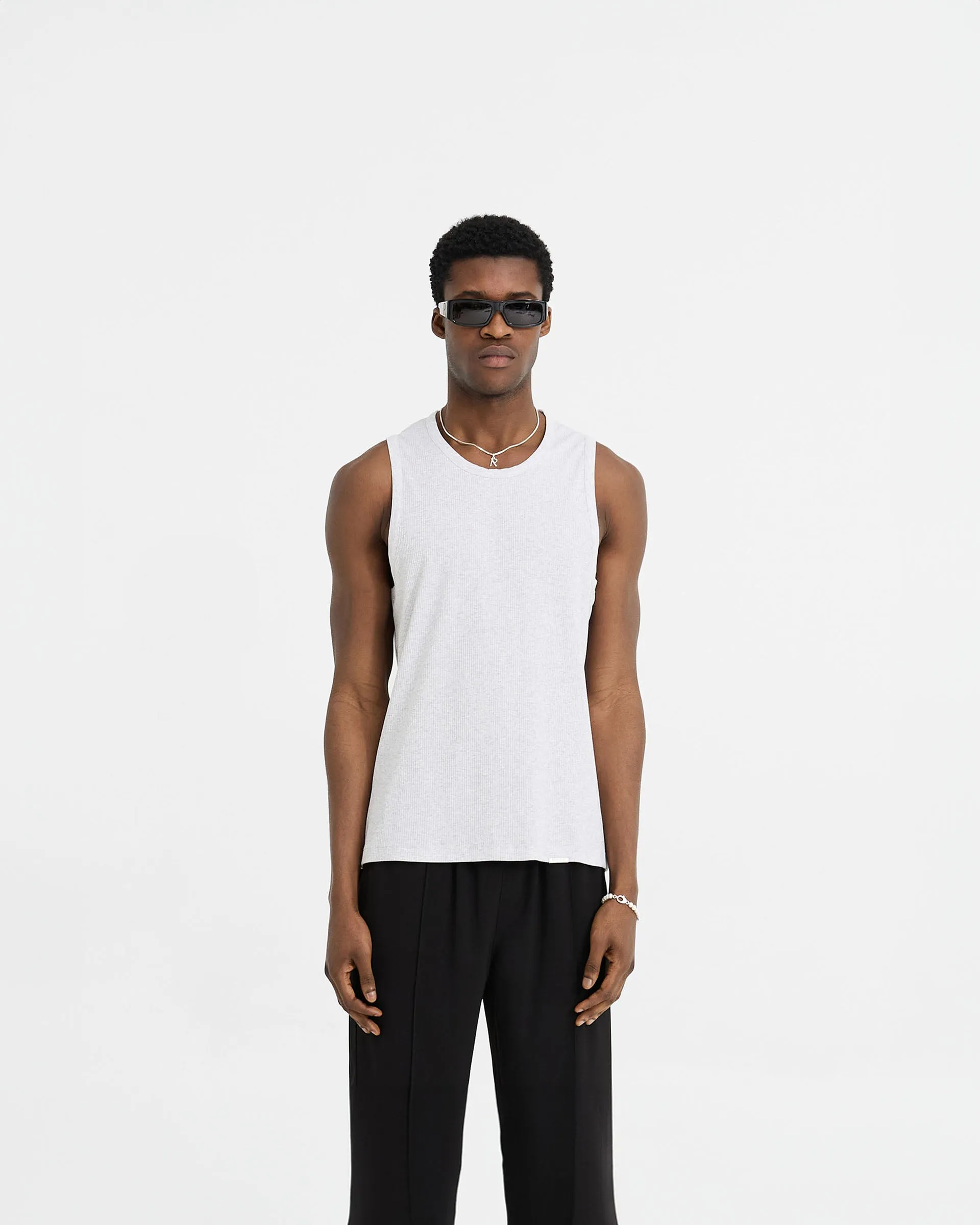 Initial Rib Vest - Ice Grey Marl