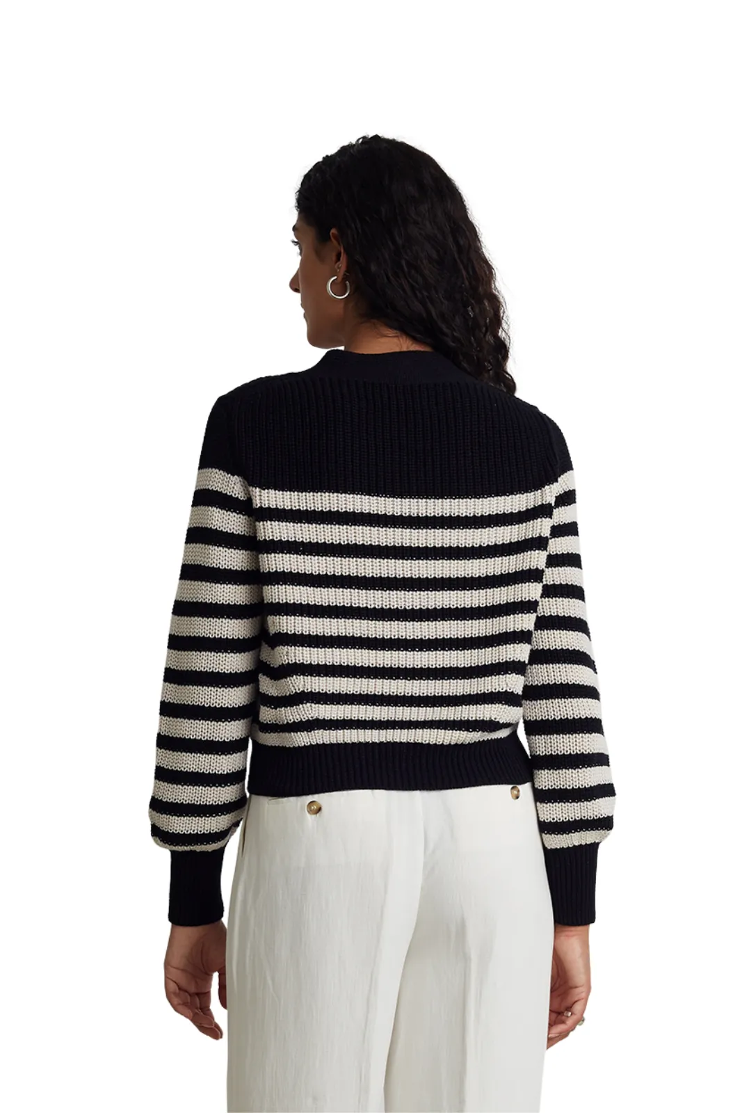 Isla Striped Cardi Ivory/Navy