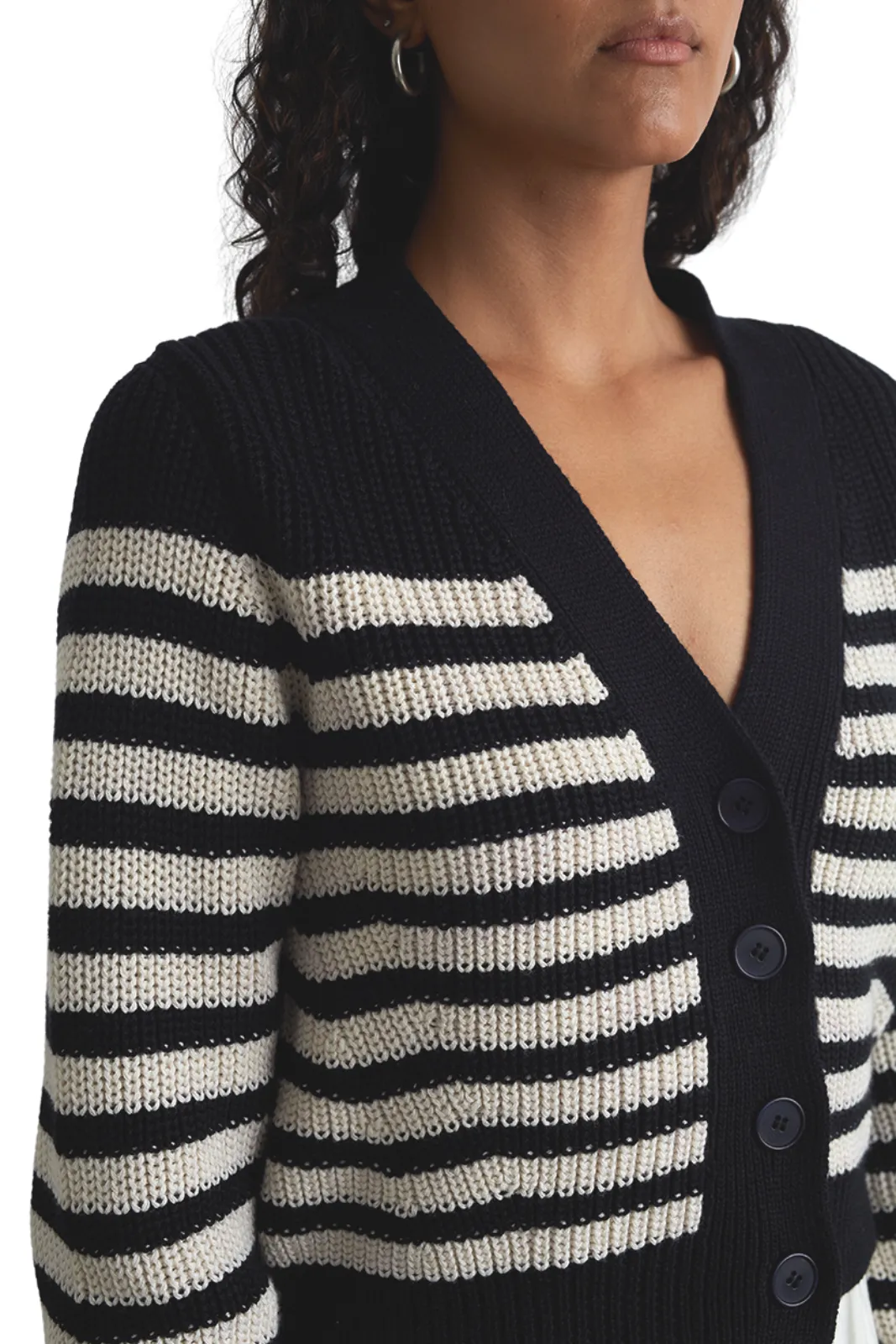 Isla Striped Cardi Ivory/Navy