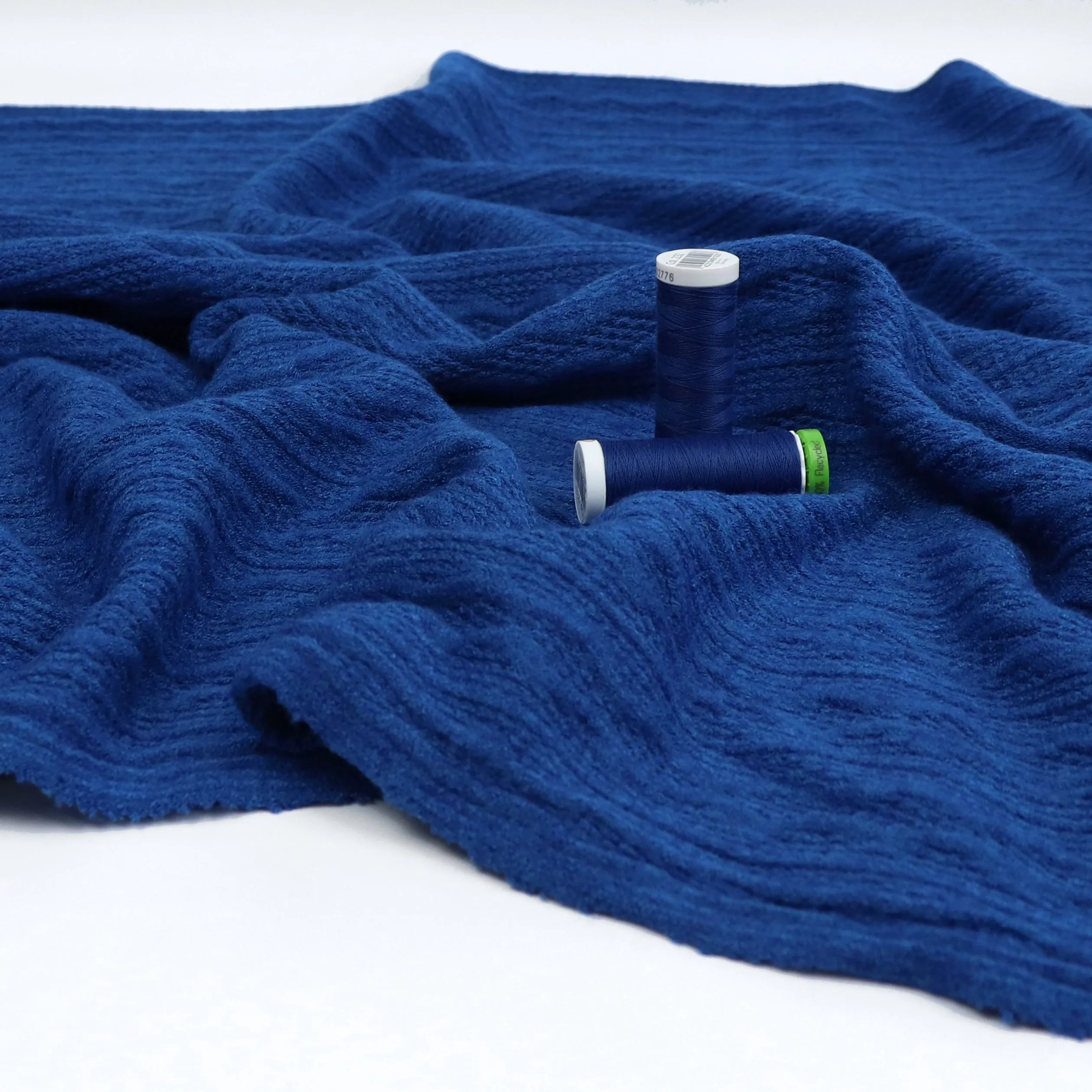 Jacquard Sweater Knit - Cable Ribbons - Blue