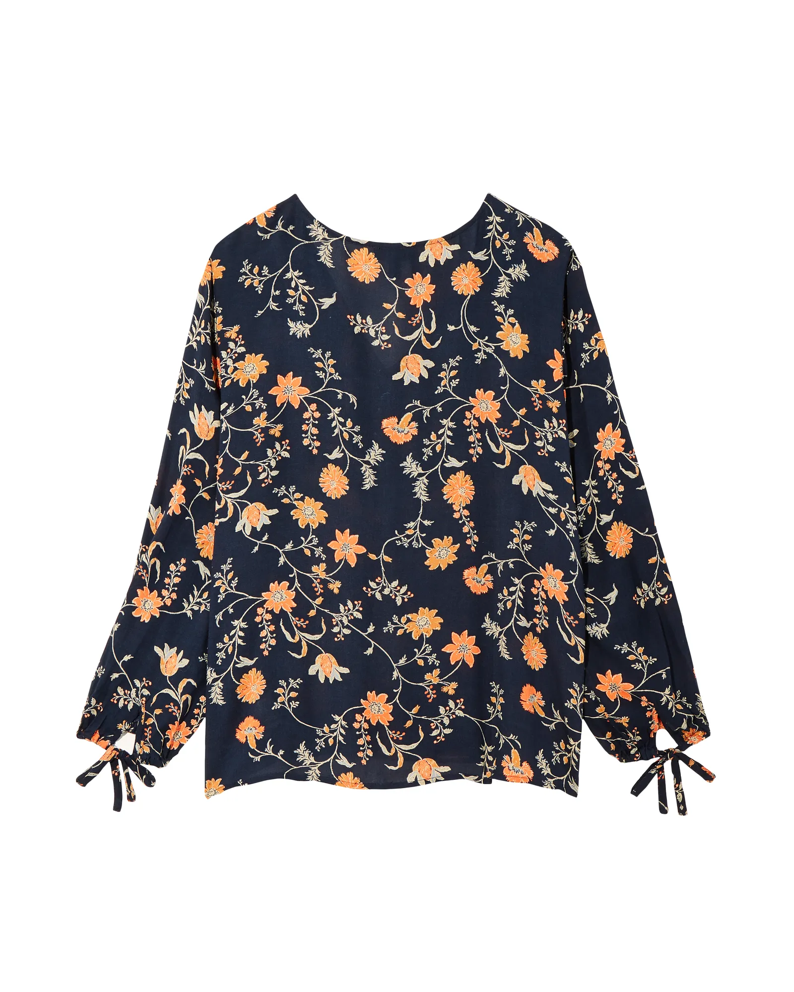 Jenny Long Sleeve Blouse | Navy / Orange