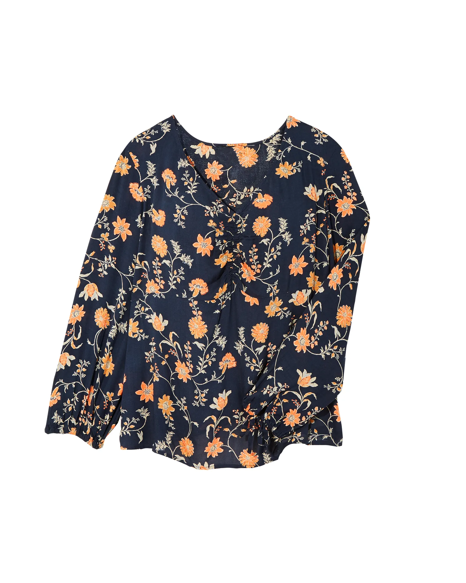 Jenny Long Sleeve Blouse | Navy / Orange