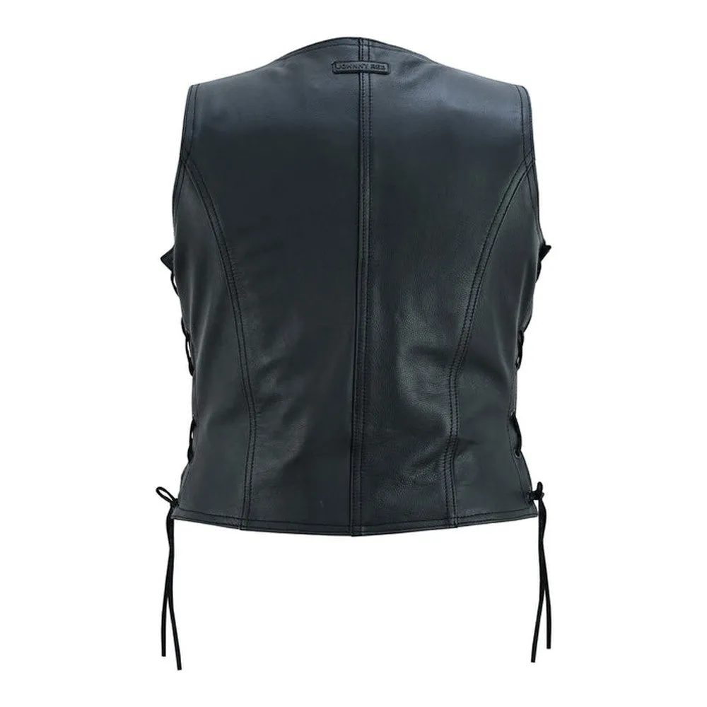 Johhny Reb Womens Saphire Leather Vest-Triple Black JRV10050