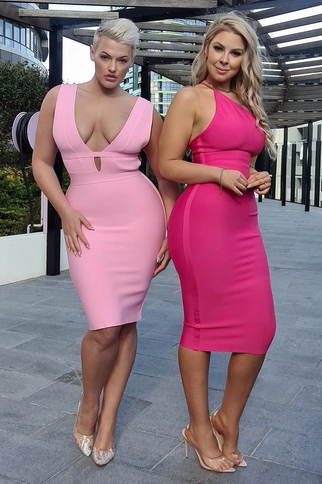 Joi Bodycon Midi Dress - Hot Pink