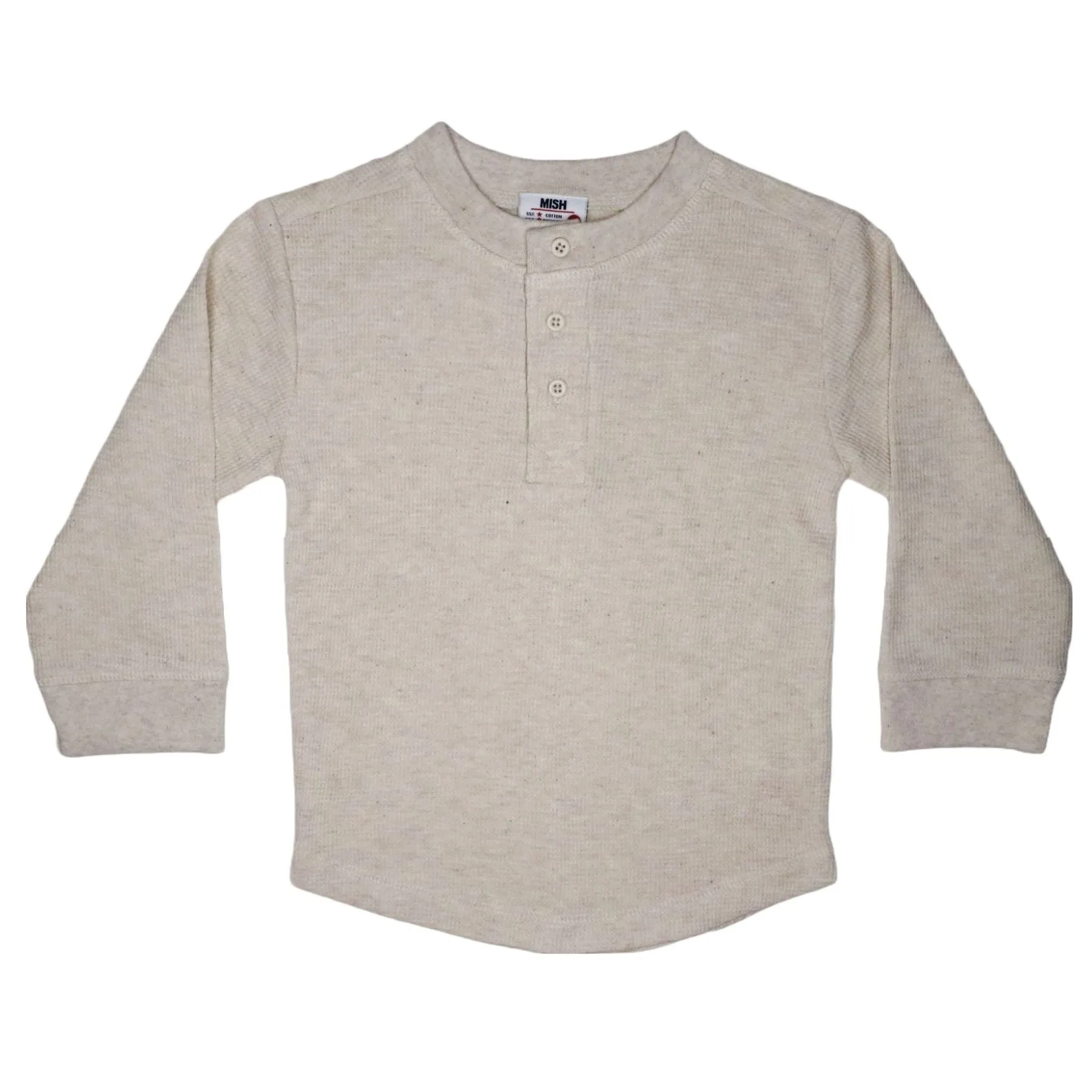 🎁Kids Long Sleeve Thermal Henley Shirt - Oatmeal