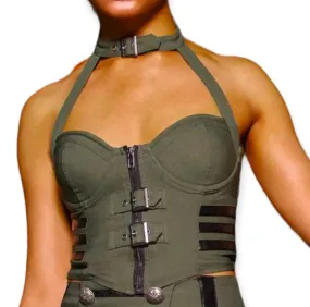 Killstar Patrol Khaki Bustier Crop Top