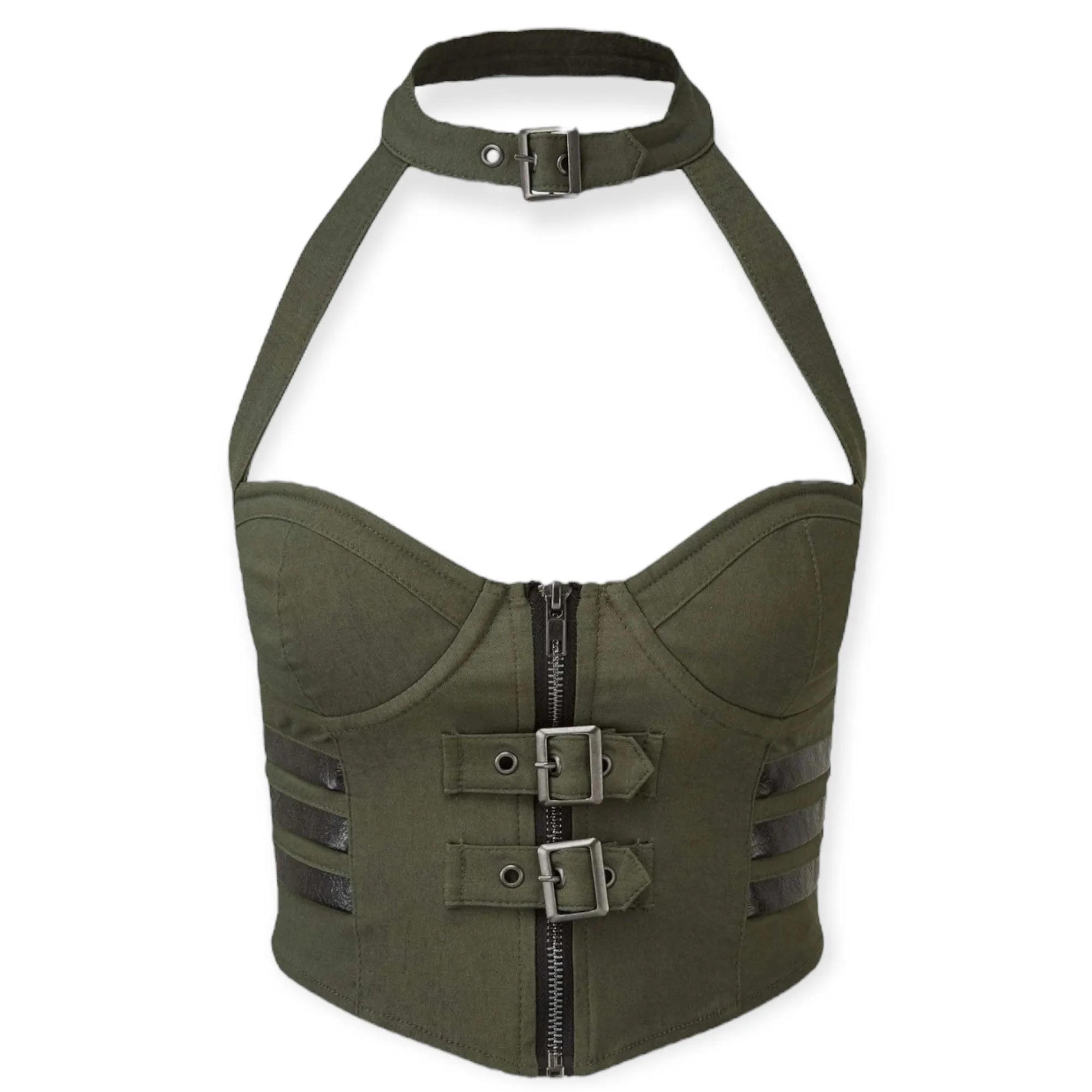 Killstar Patrol Khaki Bustier Crop Top