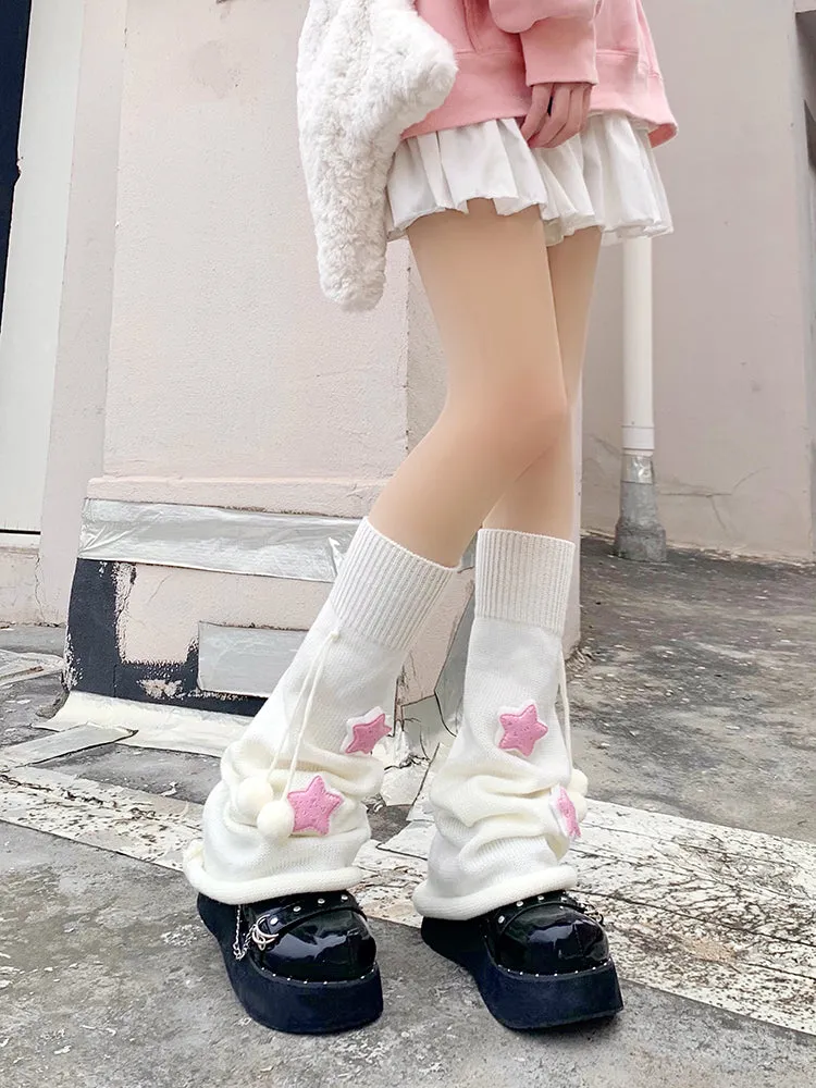 Knitted Socks Pile Socks Lolita Cute Leg Warmers With Fur Balls