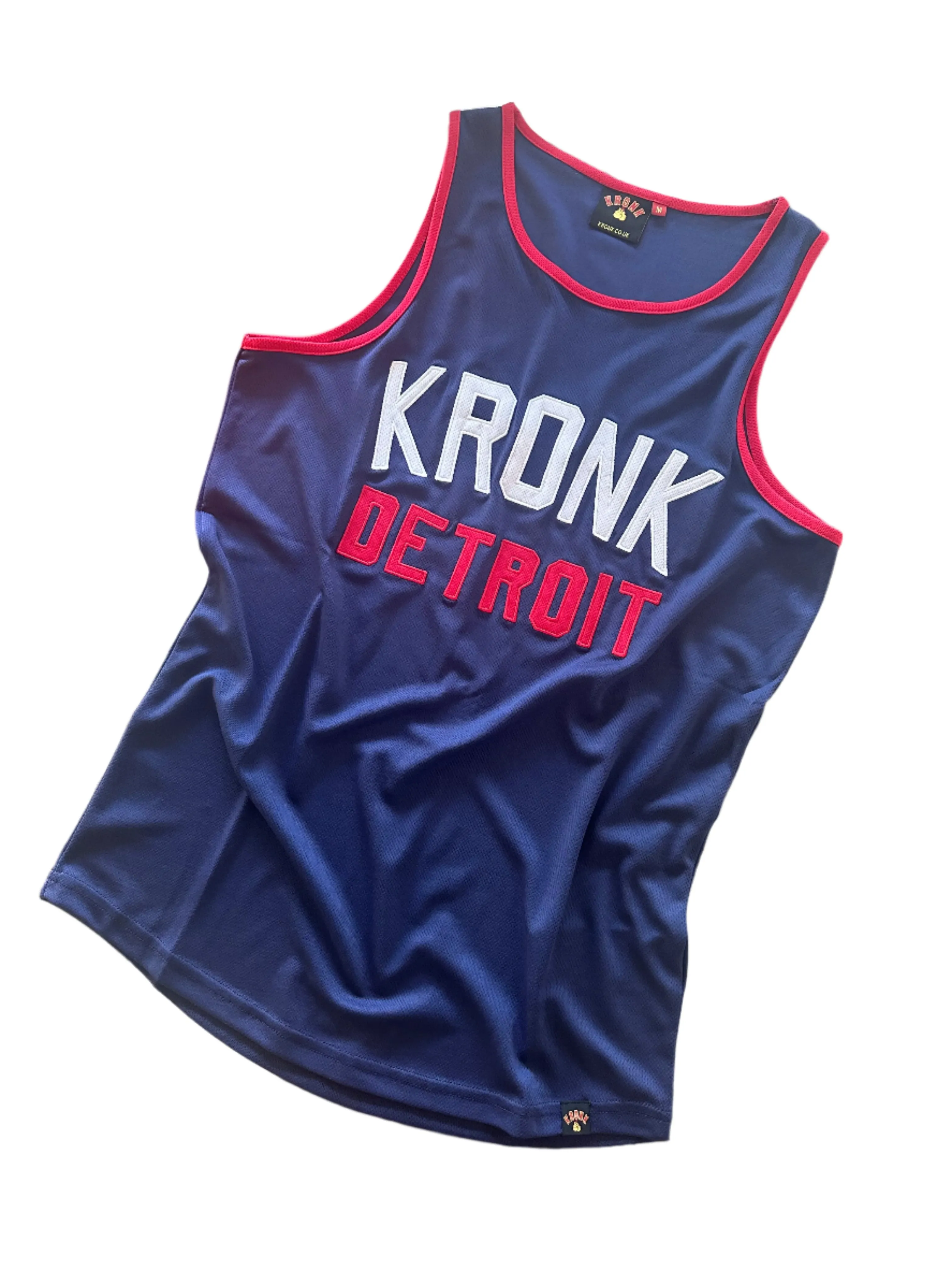 KRONK Iconic Detroit Applique Training Gym Vest Navy