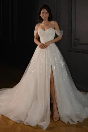 Lace Wedding Dress Jackopa with Leg Slit