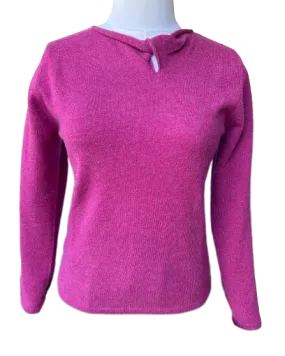 Ladies Cashmere Sweater: Twisted Neckline Loganberry