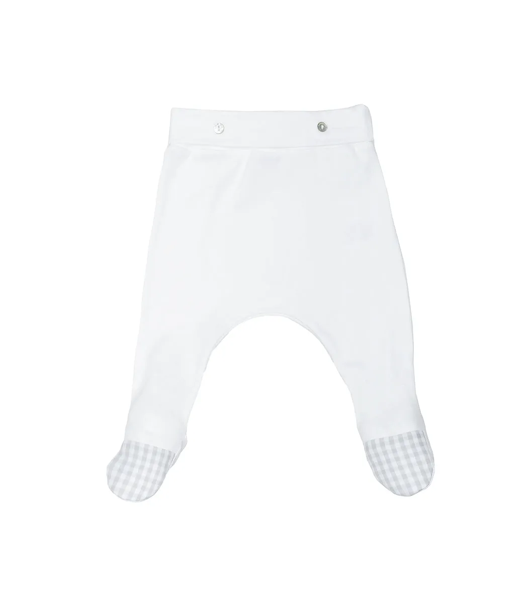 Laranjinha Baby White & Blue Check Trim Set