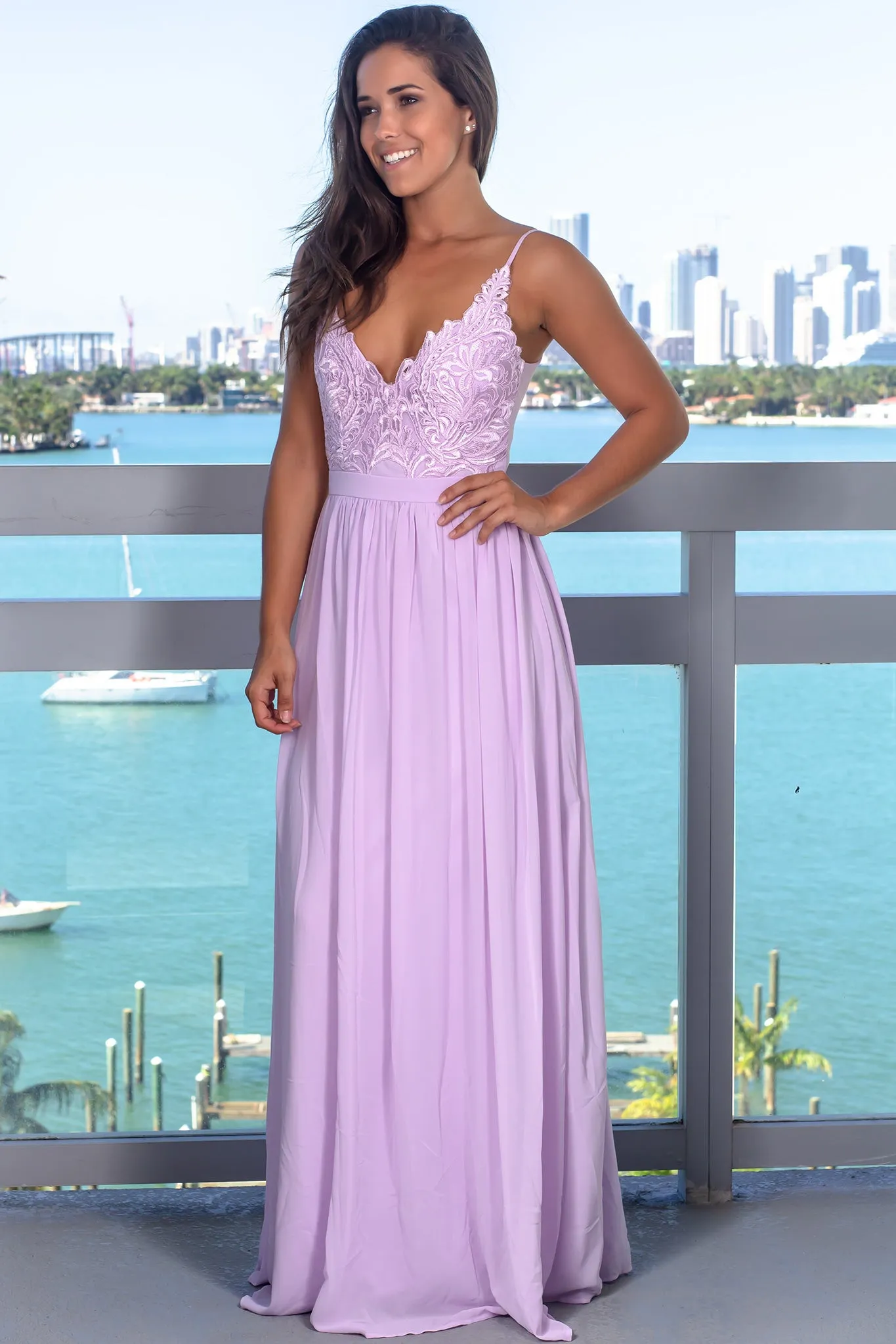 Lavender Maxi Dress with Open Back