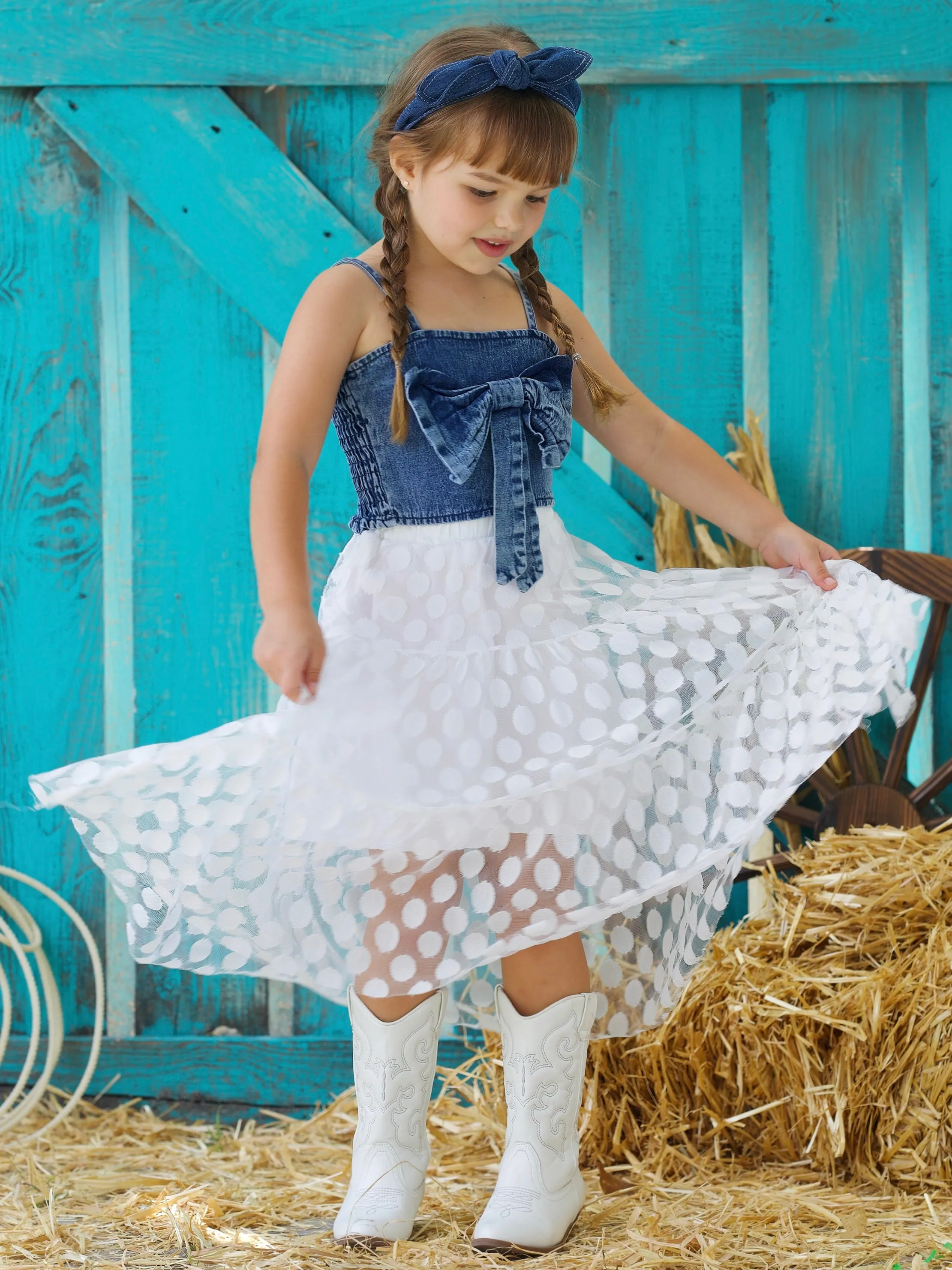 Life's A Rodeo Denim Top And Lace Maxi Skirt Set