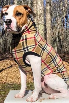 Lightweight Camel Plaid Dog Sweater