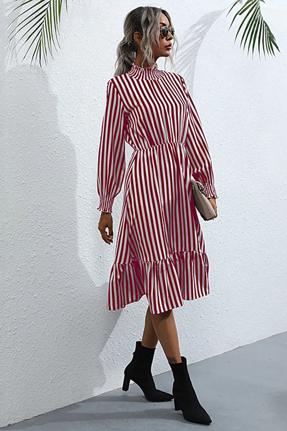 Long Sleeve Pullover Loose Striped Dress