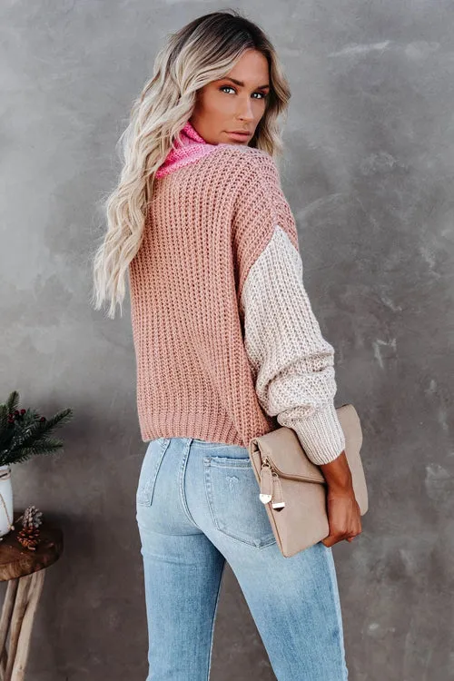 Loving My Life High Neck Long Sleeve Knit Sweater