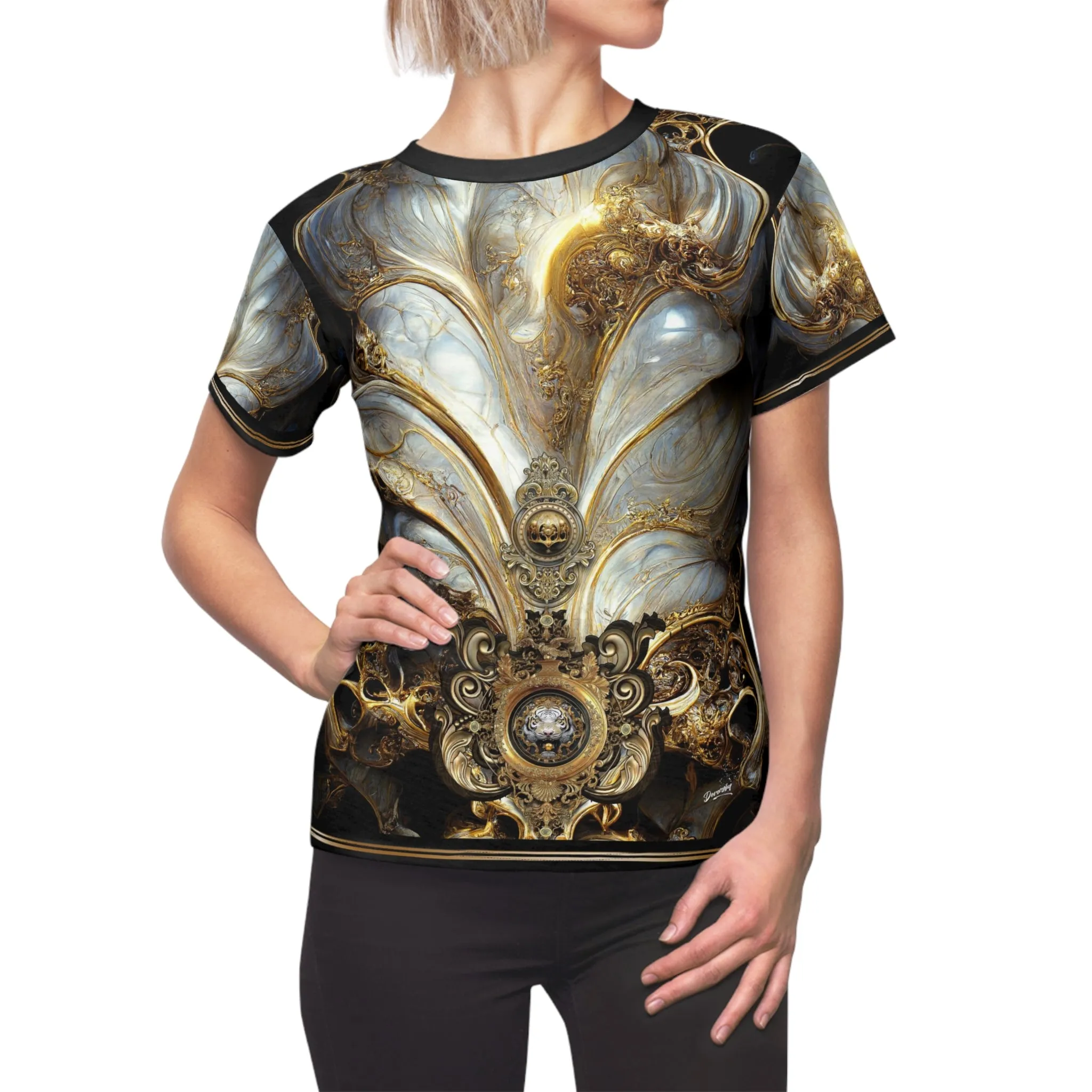 Majestique Baroque T-Shirt Unisex All Over Print Tee Golden Decorative T-Shirt | D20120