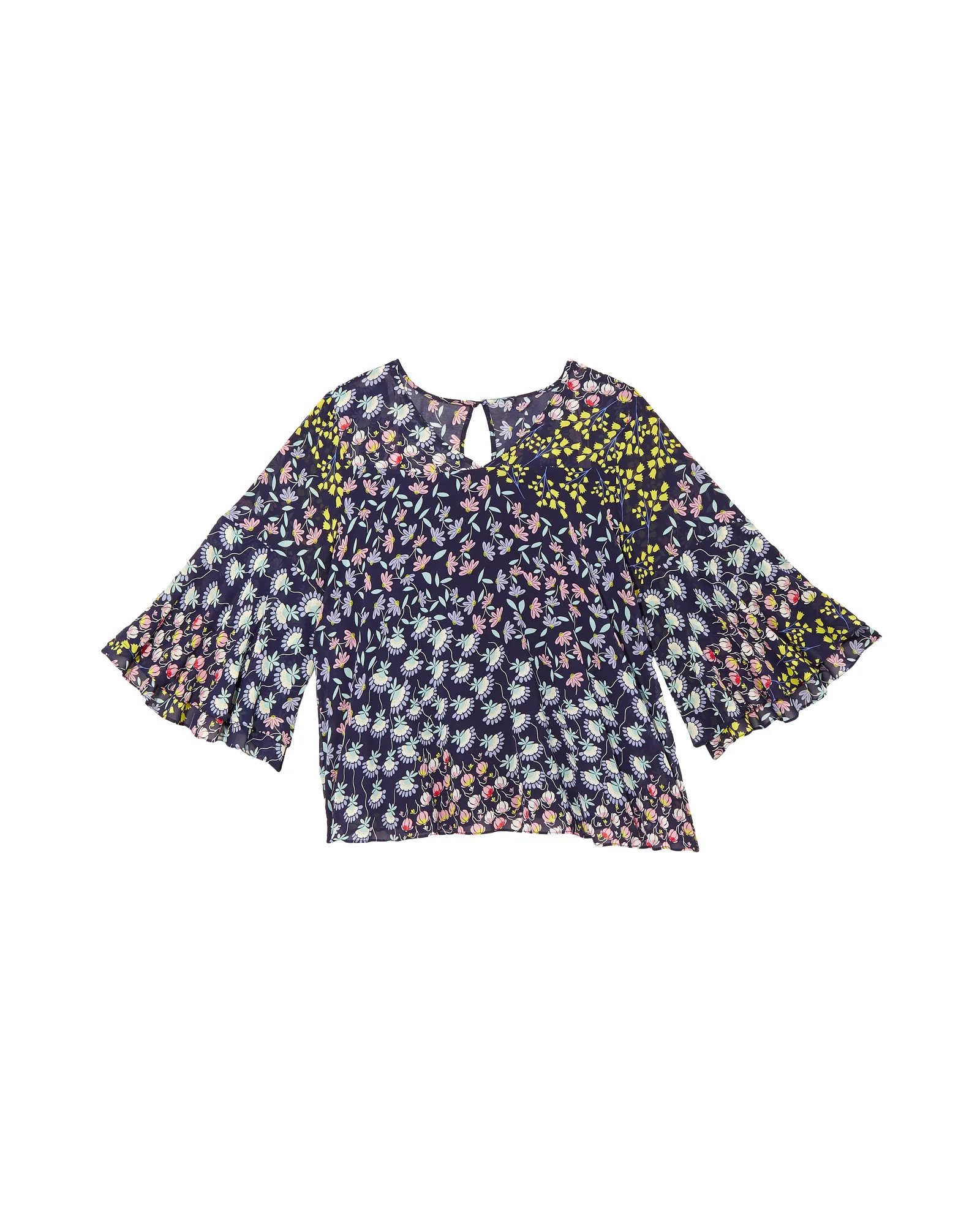 Marita Bell Sleeve Blouse | Navy / Yellow