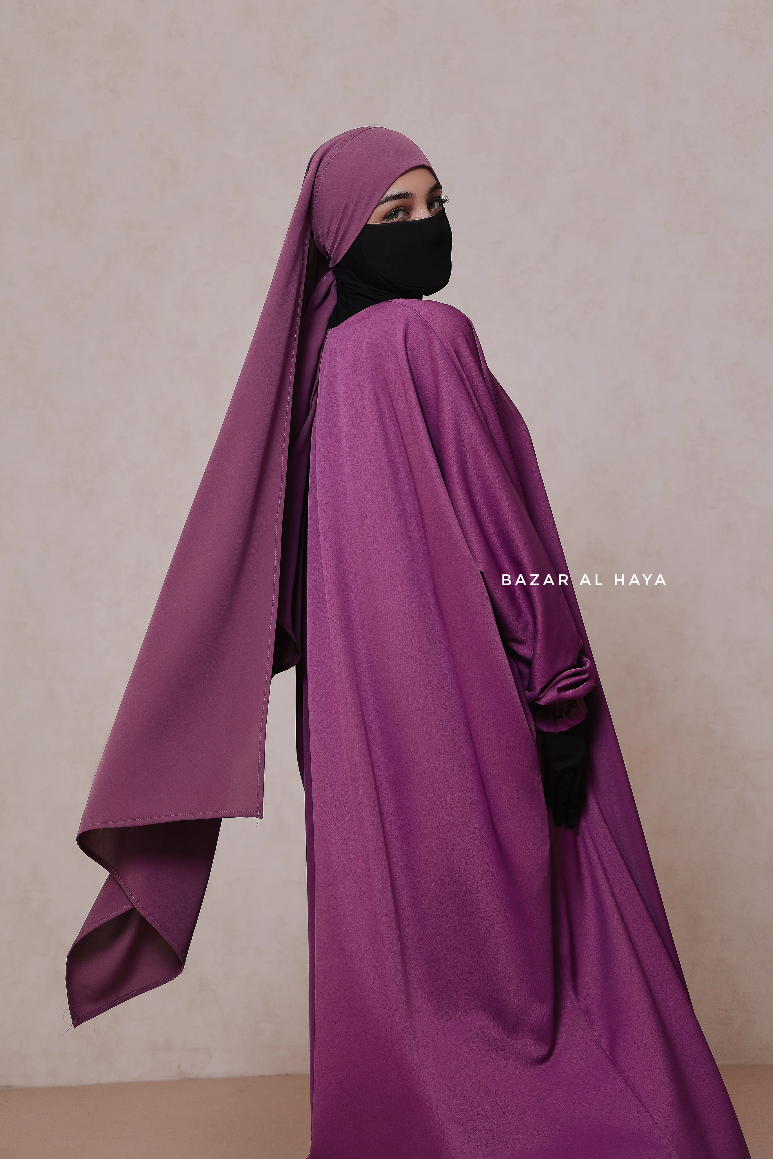 Mauve Tie Back Scarf & Khimar - Long Rectangle Shape - Style & More