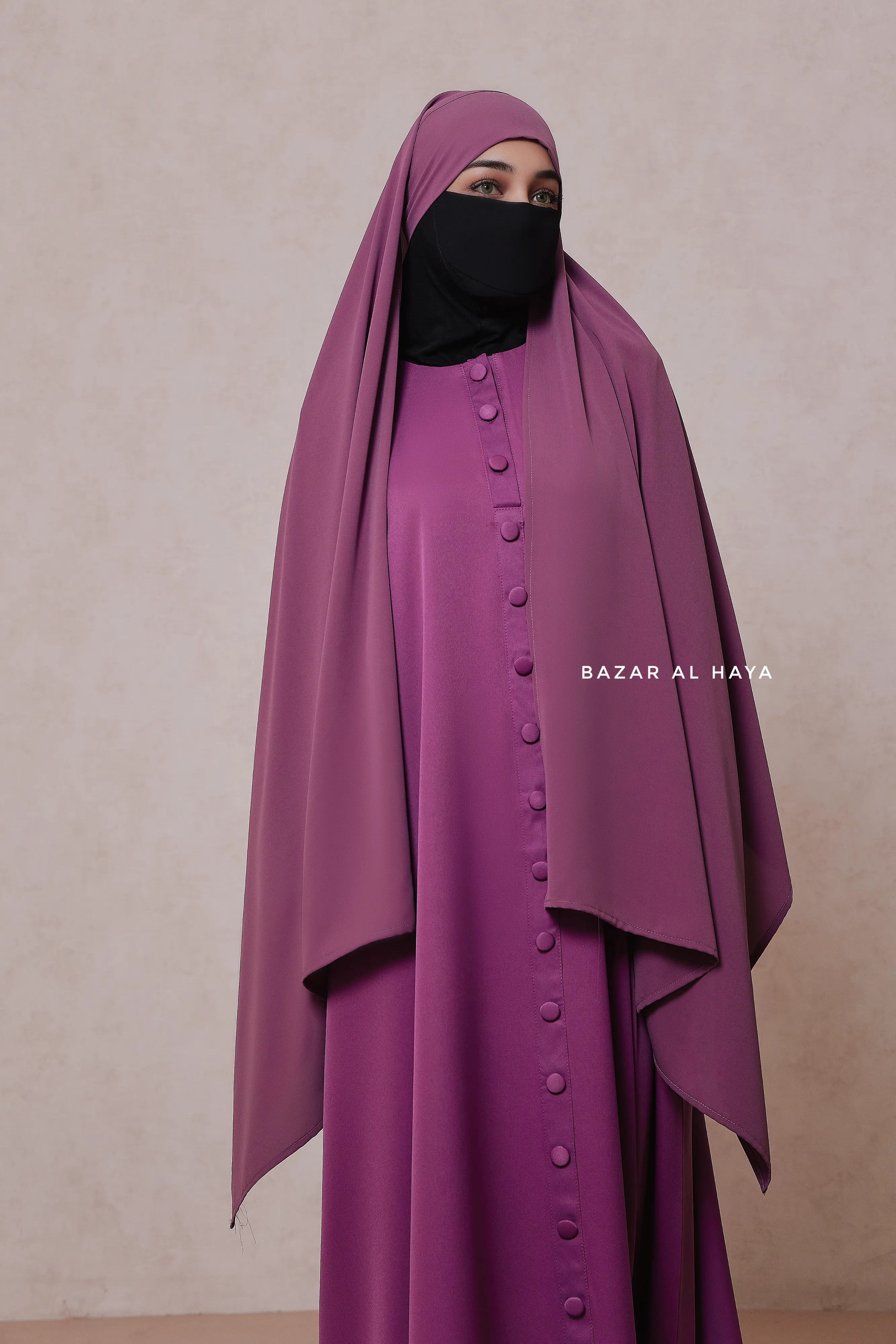 Mauve Tie Back Scarf & Khimar - Long Rectangle Shape - Style & More